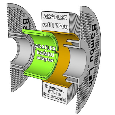 PETG+ filament ABAFLEX šedý, 1.75 ± 0.019 mm, 750g, REFILL 60mm